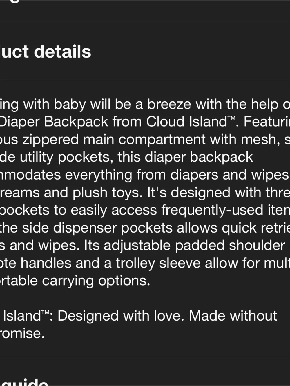 Cloud Island NWOT Boxy Diaper bag